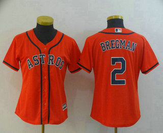 Women's Houston Astros #2 Alex Bregman Orange Cool Base MLB Jersey