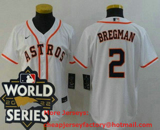 Women's Houston Astros #2 Alex Bregman White 2022 World Series Cool Base Jersey