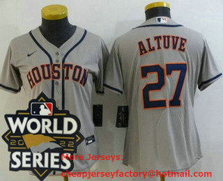 Women's Houston Astros #27 Jose Altuve Gray 2022 World Series Cool Base Jersey