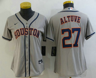 Women's Houston Astros #27 Jose Altuve Gray Stitched MLB Cool Base Nike Jersey