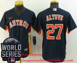 Women's Houston Astros #27 Jose Altuve Navy 2021 World Series Stitched Cool Base Nike Jersey