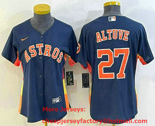 Women's Houston Astros #27 Jose Altuve Navy Blue With Patch Stitched MLB Cool Base Nike Jersey