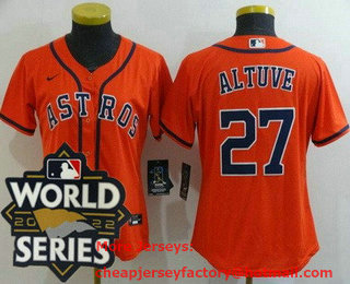 Women's Houston Astros #27 Jose Altuve Orange 2022 World Series Cool Base Jersey
