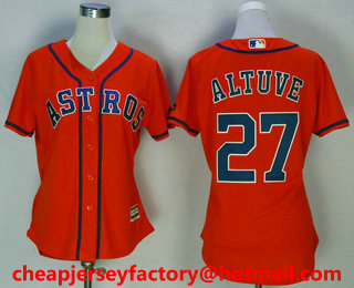 Women's Houston Astros #27 Jose Altuve Orange Alternate Cool Base MLB Jersey
