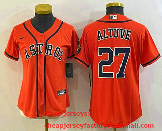 Women's Houston Astros #27 Jose Altuve Orange With Patch Stitched MLB Cool Base Nike Jersey