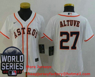 Women's Houston Astros #27 Jose Altuve White 2021 World Series Stitched Cool Base Nike Jersey