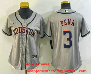 Women's Houston Astros #3 Jeremy Pena Grey Stitched MLB Cool Base Nike Jersey