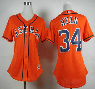 Women's Houston Astros #34 Nolan Ryan Alternate Orange 2015 MLB Cool Base Jersey