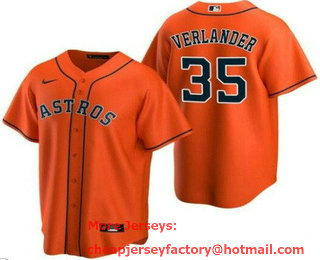 Women's Houston Astros #35 Justin Verlander Orange Cool Base Jersey