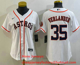 Women's Houston Astros #35 Justin Verlander White With Patch Stitched MLB Cool Base Nike Jersey