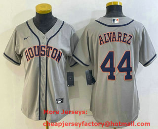 Women's Houston Astros #44 Yordan Alvarez Grey Stitched MLB Cool Base Nike Jersey