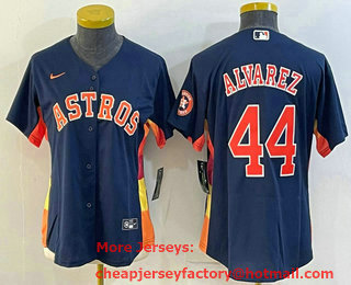Women's Houston Astros #44 Yordan Alvarez Navy Blue With Patch Stitched MLB Cool Base Nike Jersey