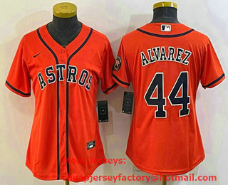 Women's Houston Astros #44 Yordan Alvarez Orange With Patch Stitched MLB Cool Base Nike Jersey