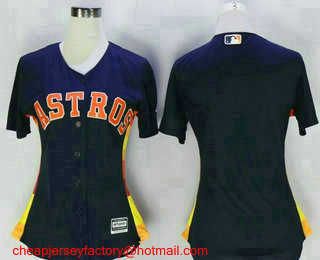 Women's Houston Astros Blank Navy Blue Stitched MLB Cool Base Jersey