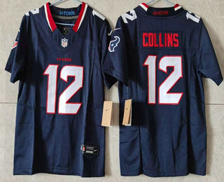 Women's Houston Texans #12 Nico Collins Limited Navy FUSE Vapor Jersey