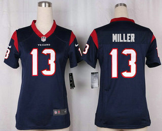 Women's Houston Texans #13 Braxton Miller Navy Blue Team Color Stitched NFL Nike Game Jersey