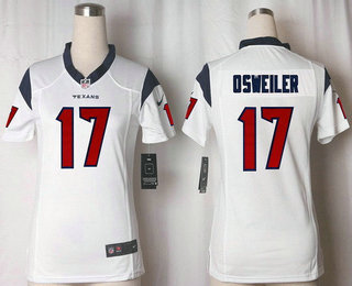 Women's Houston Texans #17 Brock Osweiler White Road Stitched NFL Nike Game Jersey