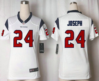 Women's Houston Texans #24 Johnathan Joseph White Road Stitched NFL Nike Game Jersey