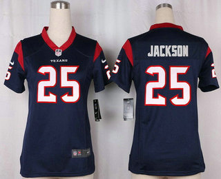 Women's Houston Texans #25 Kareem Jackson Navy Blue Team Color Stitched NFL Nike Game Jersey