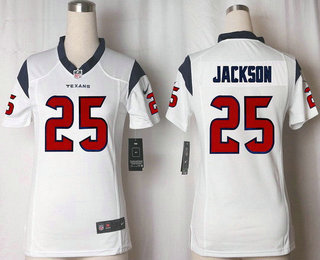 Women's Houston Texans #25 Kareem Jackson White Road Stitched NFL Nike Game Jersey