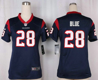 Women's Houston Texans #28 Alfred Blue Navy Blue Team Color Stitched NFL Nike Game Jersey