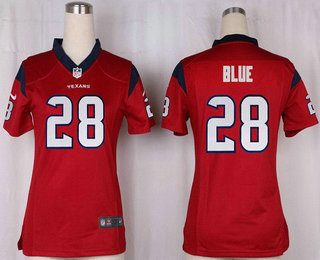 Women's Houston Texans #28 Alfred Blue Red Alternate Stitched NFL Nike Game Jersey