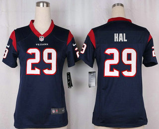 Women's Houston Texans #29 Andre Hal Navy Blue Team Color Stitched NFL Nike Game Jersey