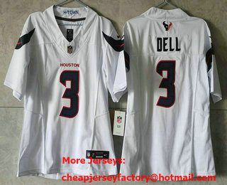 Women's Houston Texans #3 Tank Dell Limited White FUSE Vapor Jersey