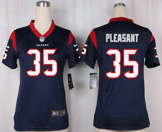 Women's Houston Texans #35 Pleasant Navy Blue Team Color Stitched NFL Nike Game Jersey