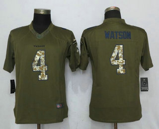 Women's Houston Texans #4 Deshaun Watson Green Salute To Service Stitched NFL Nike Limited Jersey