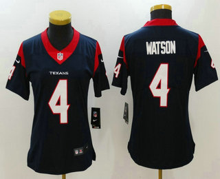 Women's Houston Texans #4 Deshaun Watson Navy Blue 2017 Vapor Untouchable Stitched NFL Nike Limited Jersey