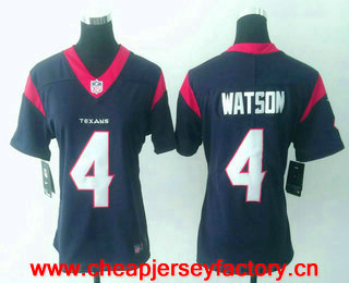 Women's Houston Texans #4 Deshaun Watson Navy Blue Alternate Stitched NFL Nike Game Jersey