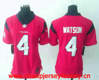 Women's Houston Texans #4 Deshaun Watson Red Team Color Stitched NFL Nike Game Jersey