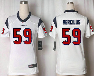 Women's Houston Texans #59 Whitney Mercilus White Road Stitched NFL Nike Game Jersey