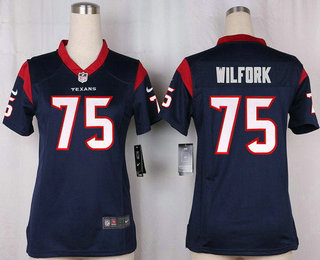 Women's Houston Texans #75 Vince Wilfork Navy Blue Team Color Stitched NFL Nike Game Jersey