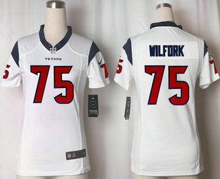 Women's Houston Texans #75 Vince Wilfork White Road Stitched NFL Nike Game Jersey