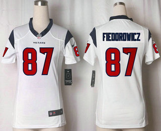 Women's Houston Texans #87 C.J. Fiedorowicz White Road Stitched NFL Nike Game Jersey