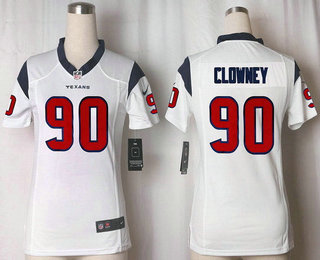 Women's Houston Texans #90 Jadeveon Clowney White Road Stitched NFL Nike Game Jersey