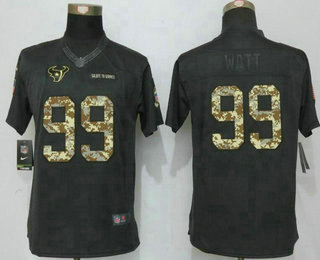 Women's Houston Texans #99 J.J. Watt Black Anthracite 2016 Salute To Service Stitched NFL Nike Limited Jersey