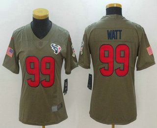 Women's Houston Texans #99 J.J. Watt Olive 2017 Salute To Service Stitched NFL Nike Limited Jersey