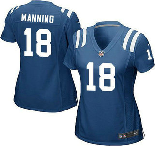 Women's Indianapolis Colts #18 Peyton Manning Royal Blue Nike Team Color Game Jersey