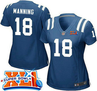 Women's Indianapolis Colts #18 Peyton Manning Royal Blue NikeTeam Color Super Bowl XLI Game Jersey