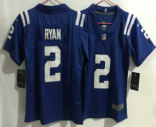 Women's Indianapolis Colts #2 Matt Ryan Royal Blue 2022 Vapor Untouchable Stitched NFL Nike Limited Jersey
