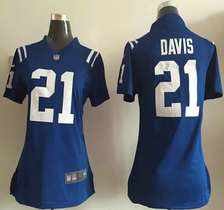 Women's Indianapolis Colts #21 Vontae Davis Royal Blue Team Color NFL Nike Game Jersey