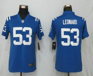 Women's Indianapolis Colts #53 Darius Leonard Royal Blue 2017 Vapor Untouchable Stitched NFL Nike Limited Jersey