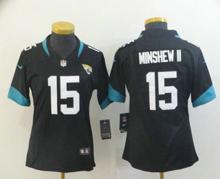 Women's Jacksonville Jaguars #15 Gardner Minshew II Black New 2017 Vapor Untouchable Stitched NFL Nike Limited Jersey