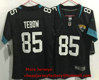 Women's Jacksonville Jaguars #85 Tim Tebow Black 2021 Vapor Untouchable Stitched NFL Nike Limited Jersey