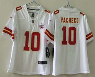 Women's Kansas City Chiefs #10 Isiah Pacheco White Vapor Untouchable Limited Stitched Football Jersey