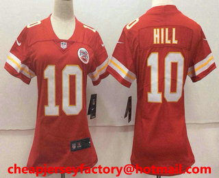 Women's Kansas City Chiefs #10 Tyreek Hill Red 2017 Vapor Untouchable Stitched NFL Nike Limited Jersey