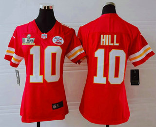 Women's Kansas City Chiefs #10 Tyreek Hill Red 2021 Super Bowl LV Vapor Untouchable Stitched Nike Limited NFL Jersey